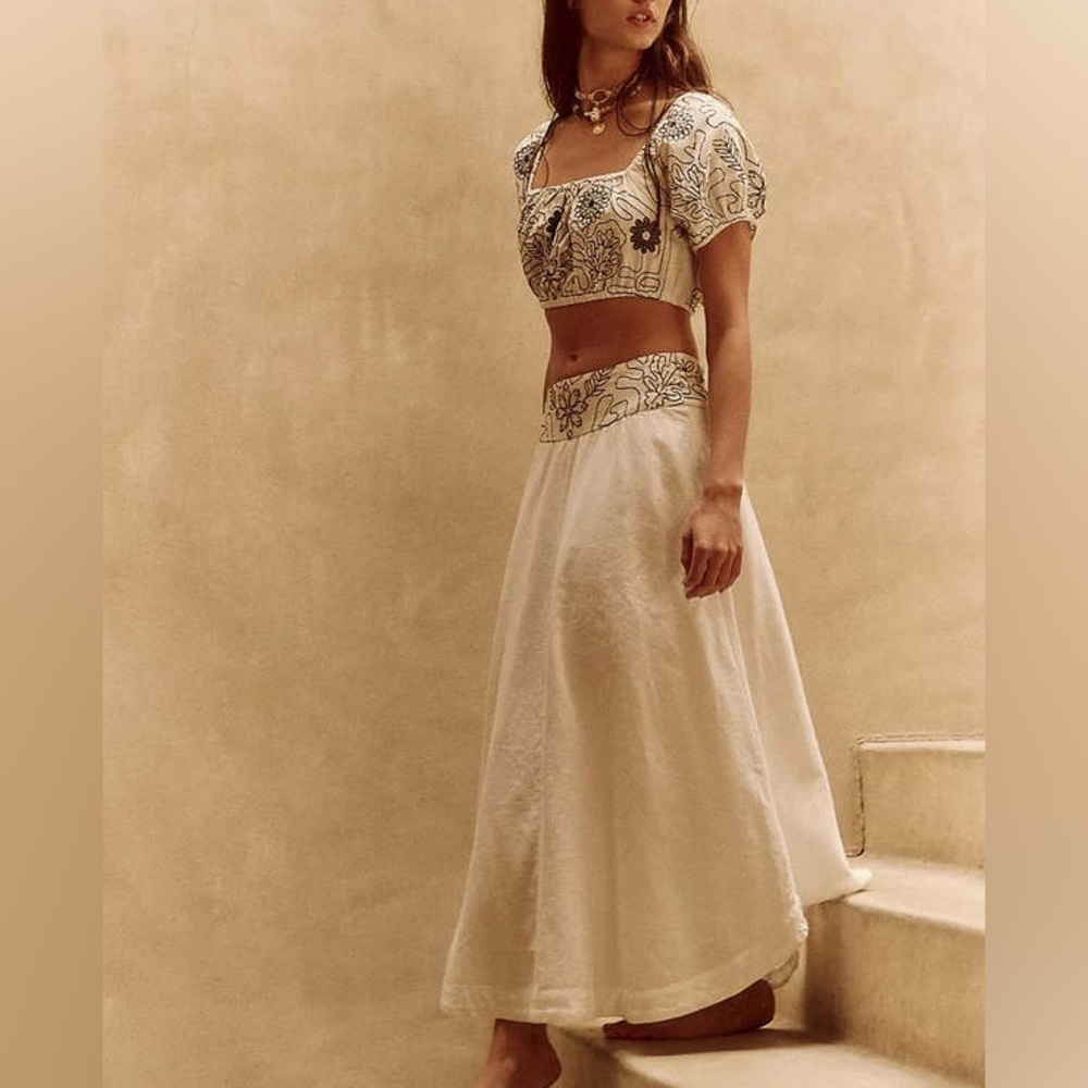 FREE PEOPLE LOTUS 2 PEICE SET - WHITE/BLACK COMBO SIZE SMALL